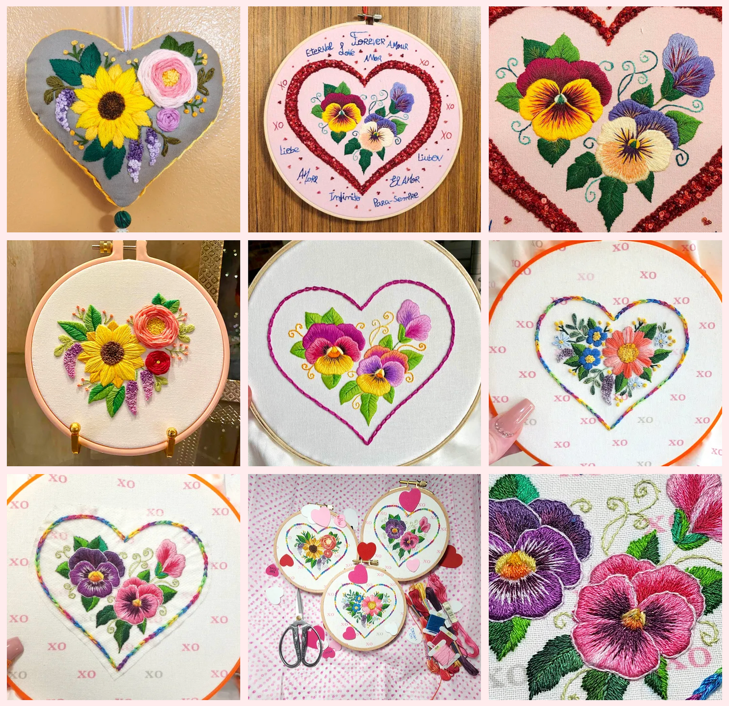 FLORAL VALENTINES 💖 3 Valentine's Day Hand Embroidery Patterns