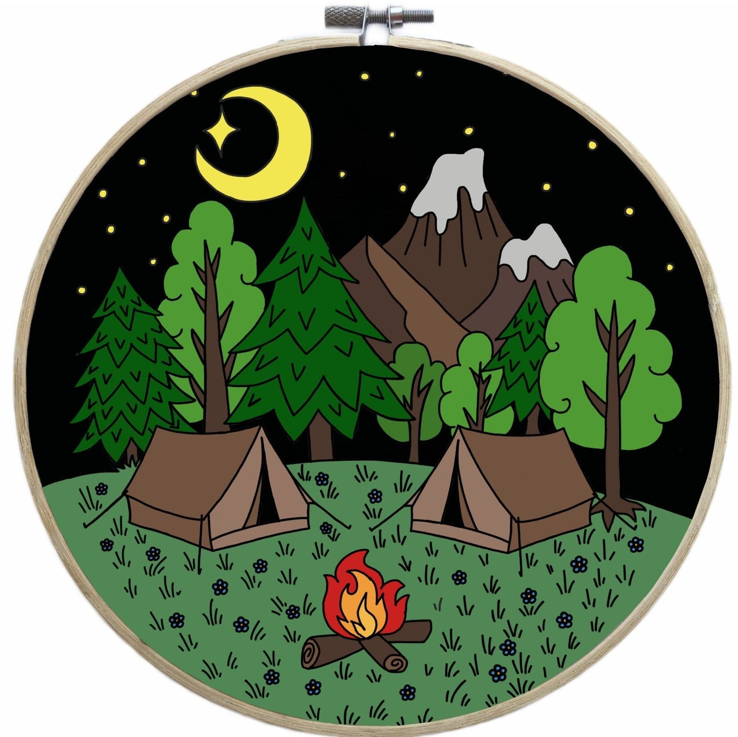 Night Camping Hand Embroidery Pattern