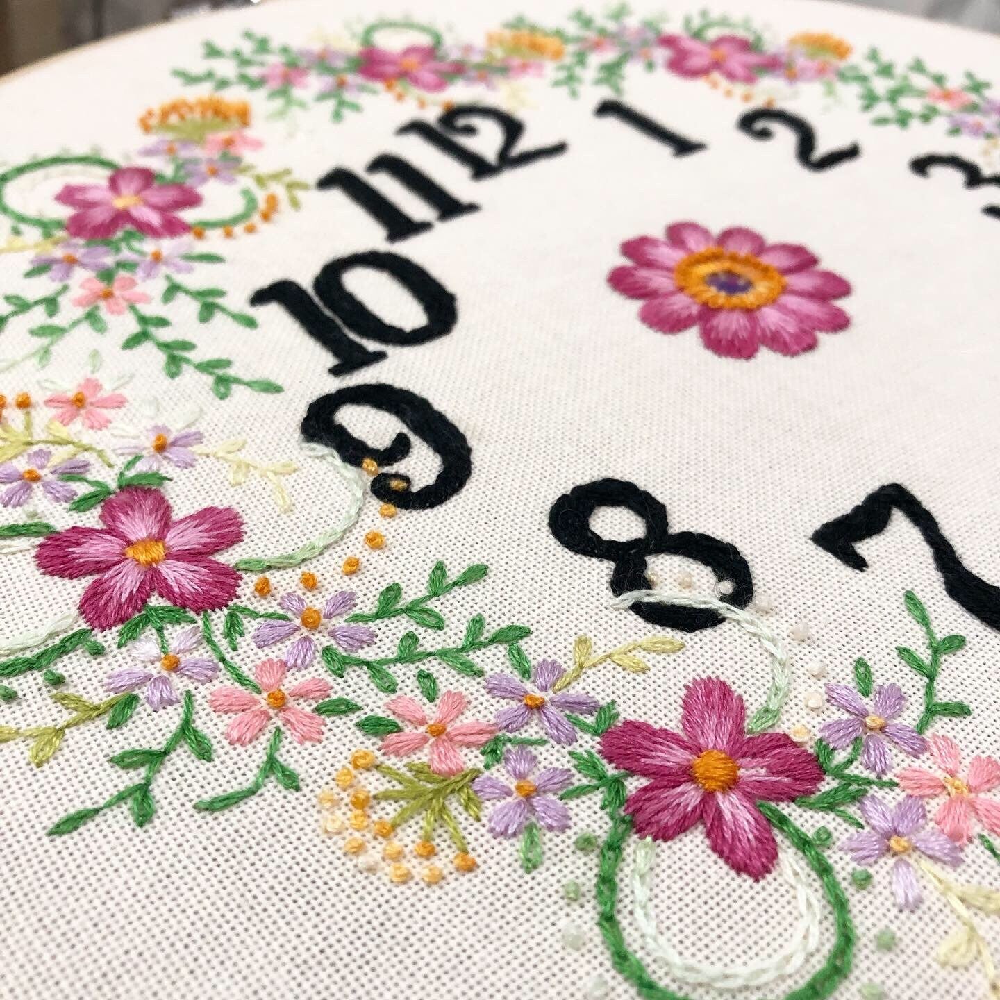 Spring Floral Clocks - Hand Embroidery Pattern