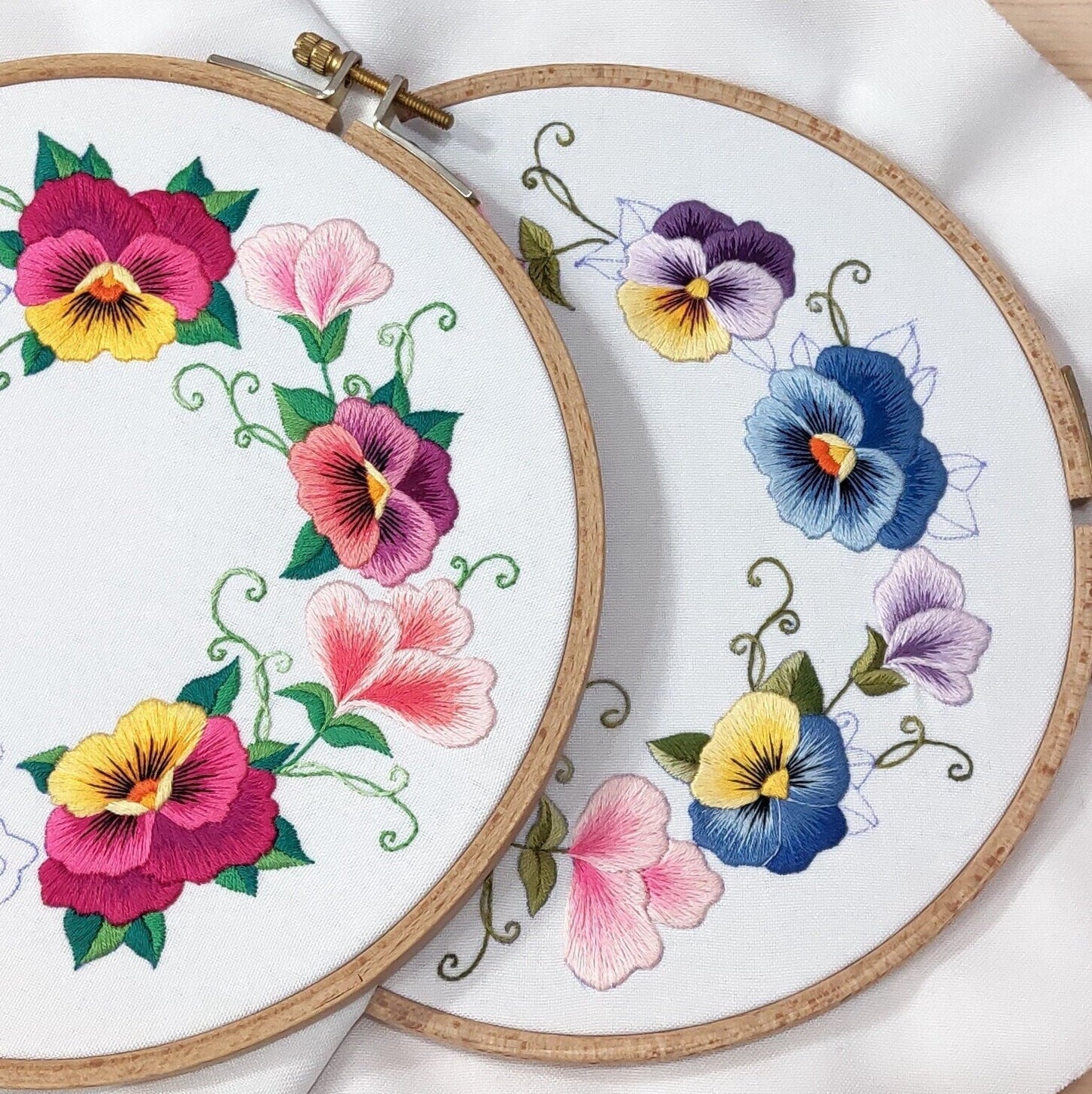 Spring Pansies Blue Version - Hand Embroidery Pattern