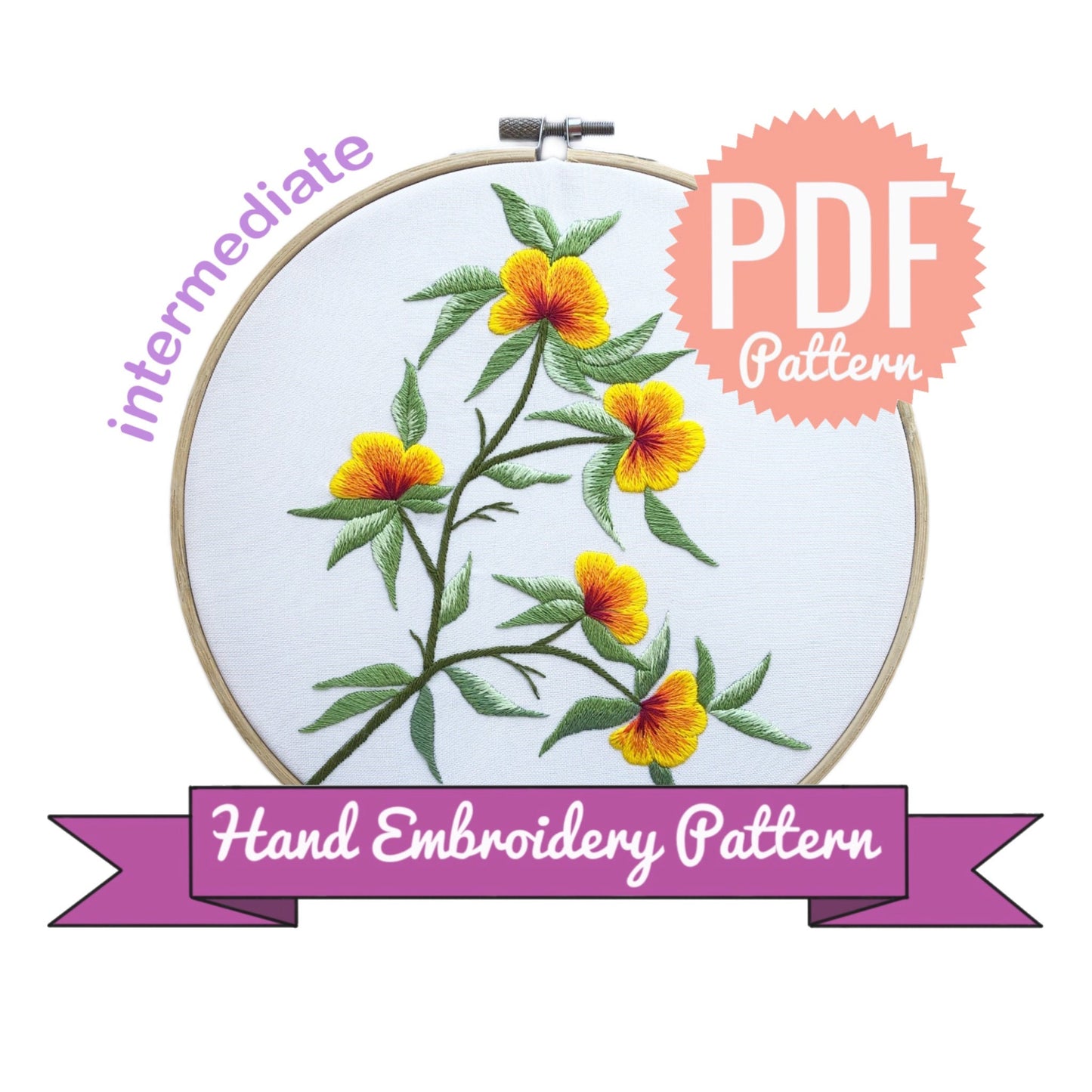 California Poppies Hand Embroidery Pattern