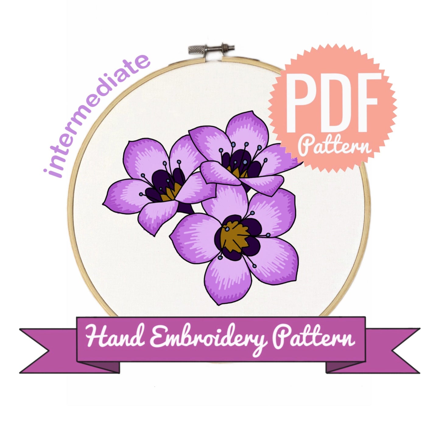 Bird Eye Flower Hand Embroidery Pattern