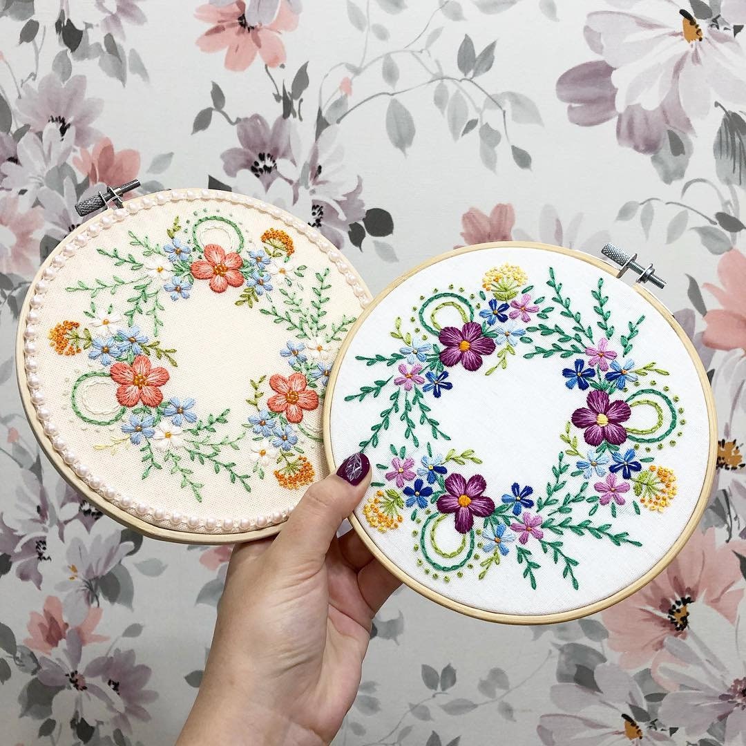 Spring Flower Wreath - Hand Embroidery Pattern