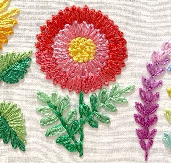 Lazy Daisy Stitch Sampler Page for Beginners - Hand Embroidery Pattern | Embroidery Samplers Guide