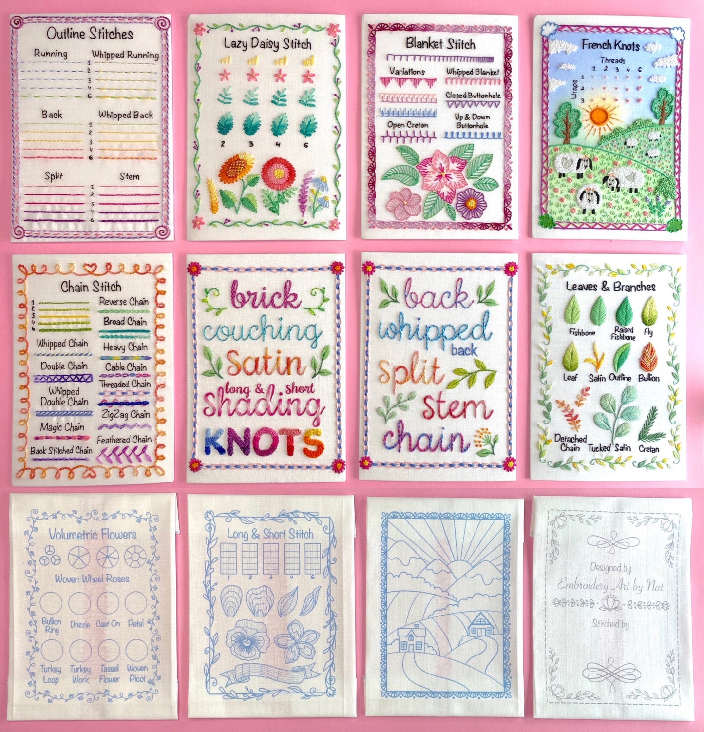 All 12 Patterns for Hand Embroidery Samplers Guide