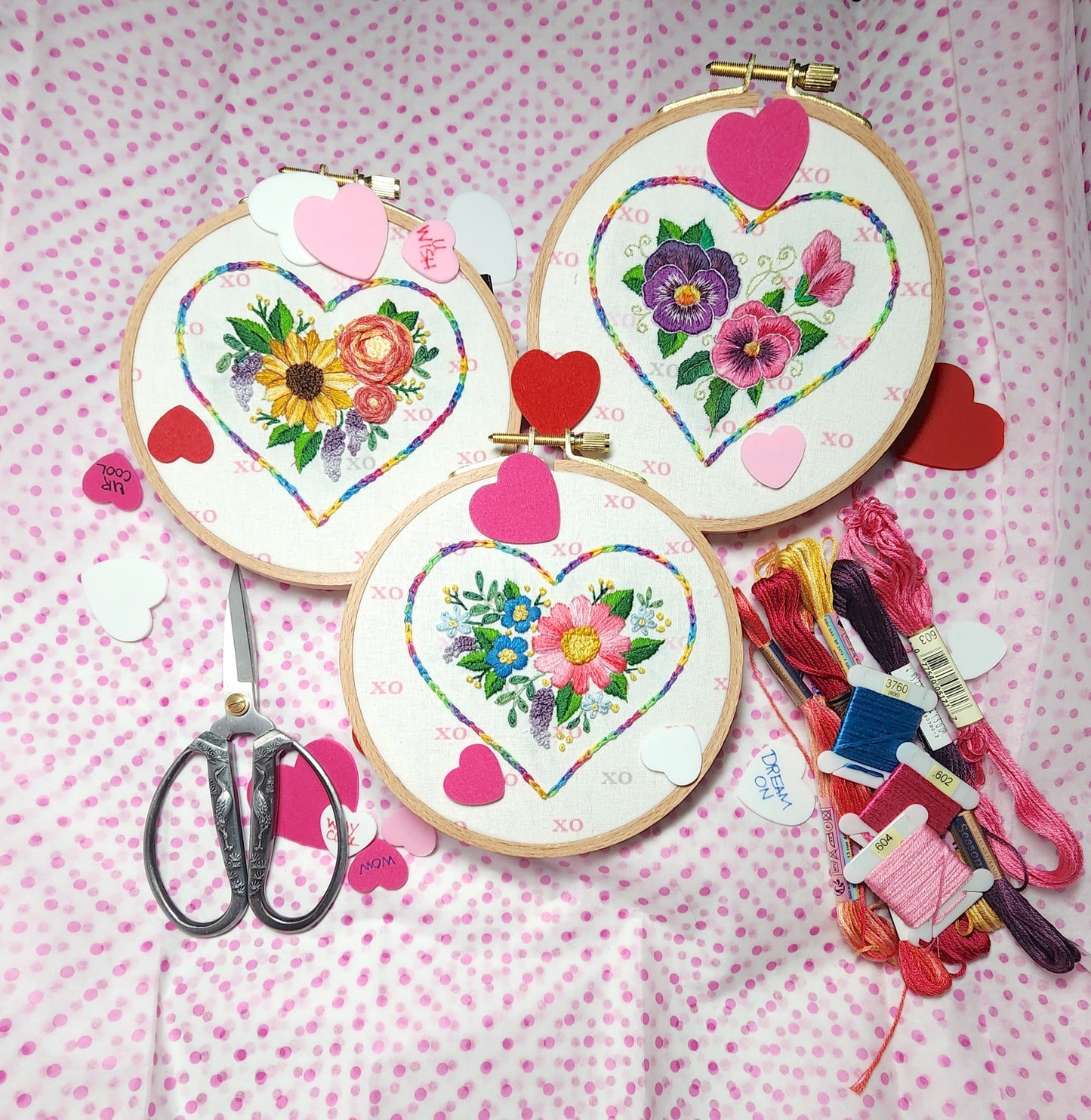 FLORAL VALENTINES 💖 3 Valentine's Day Hand Embroidery Patterns