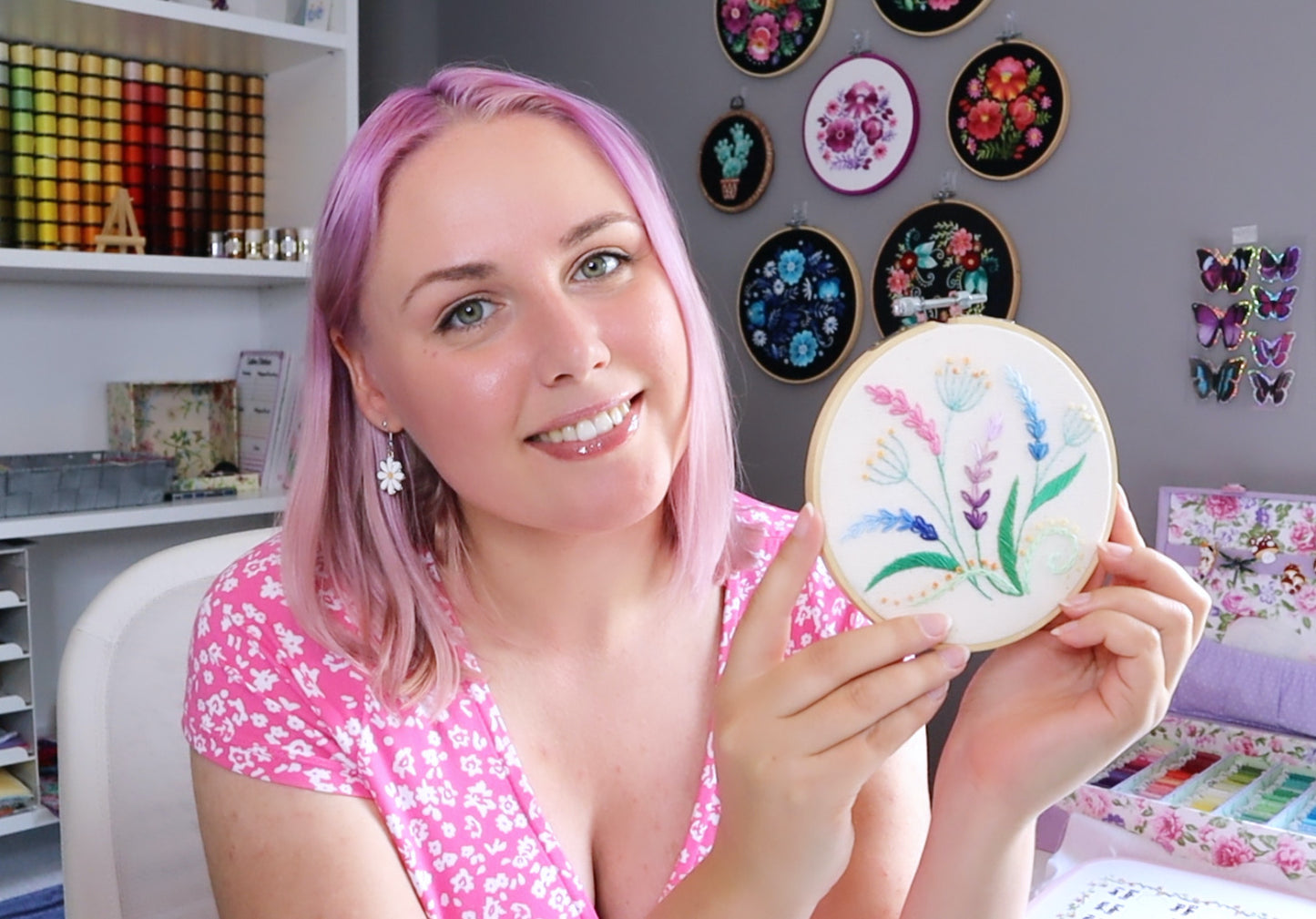 Spring Lilacs Blossom Floral Hand Embroidery Pattern + Video Tutorials