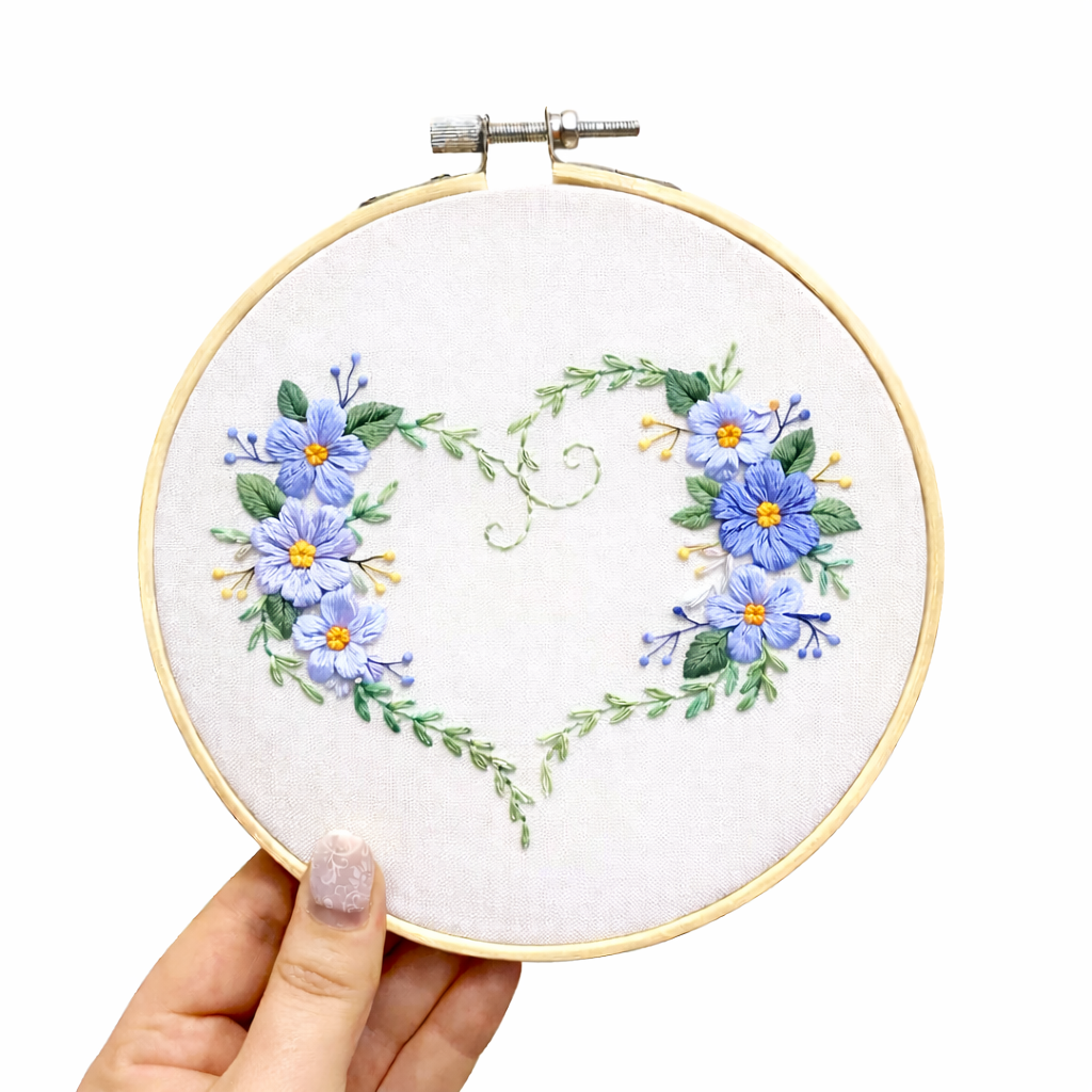 Simple Floral Heart - Hand Embroidery Pattern + Video Tutorial