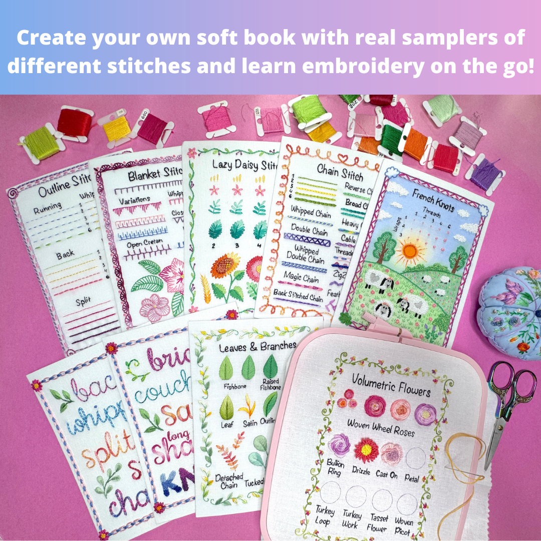 Hand Embroidery Stitch Samplers ✂️ 12 Designs for Beginners + Complete Video Course