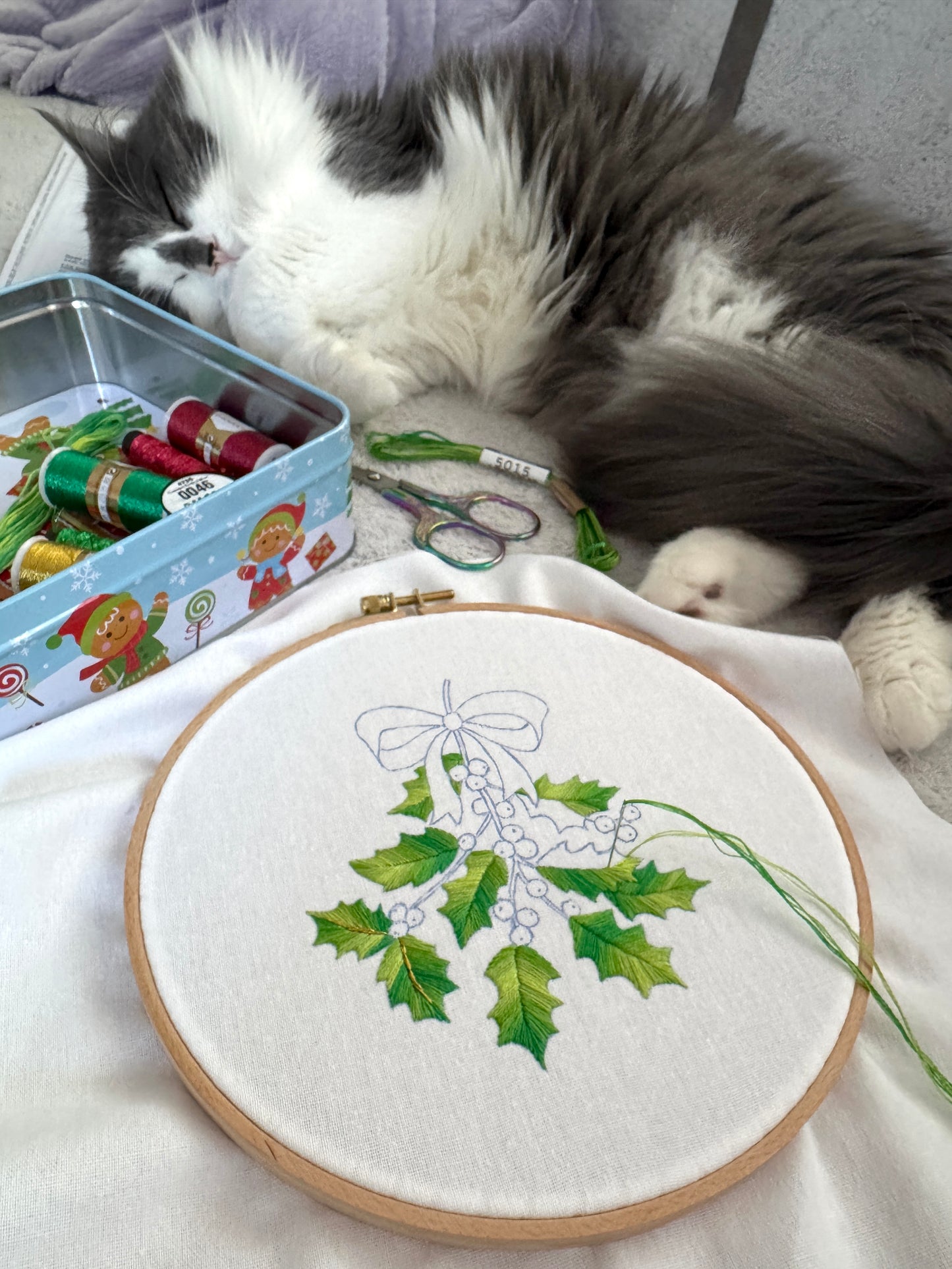 🎄Christmas Holly 🎀 Embroidery Pattern