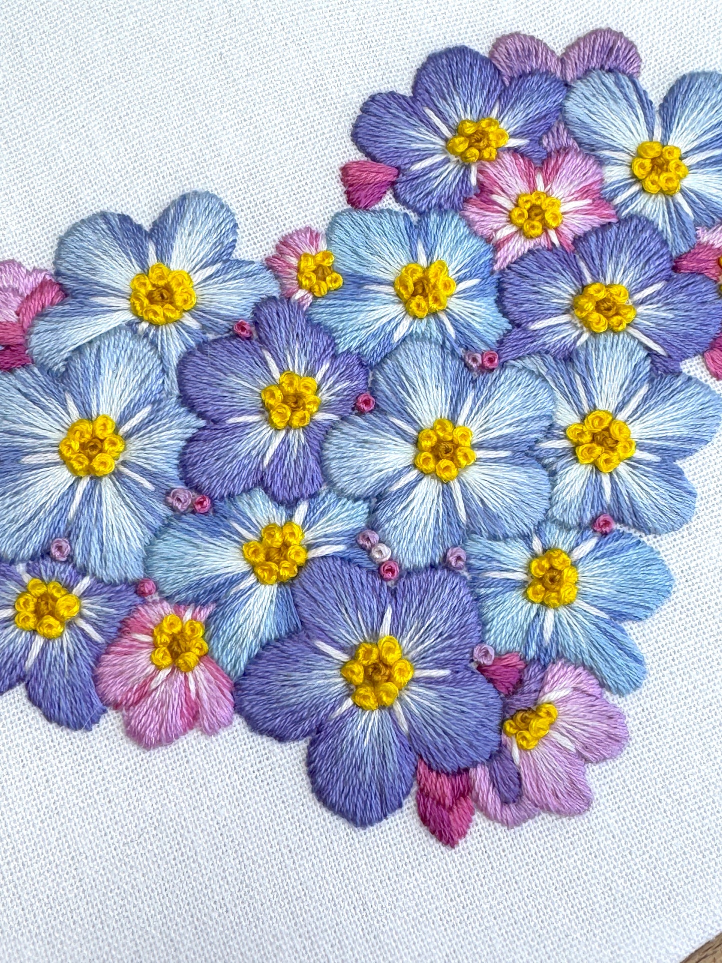 🌸 Forget-Me-Nots Floral Heart 💙💜 Advanced Embroidery Project