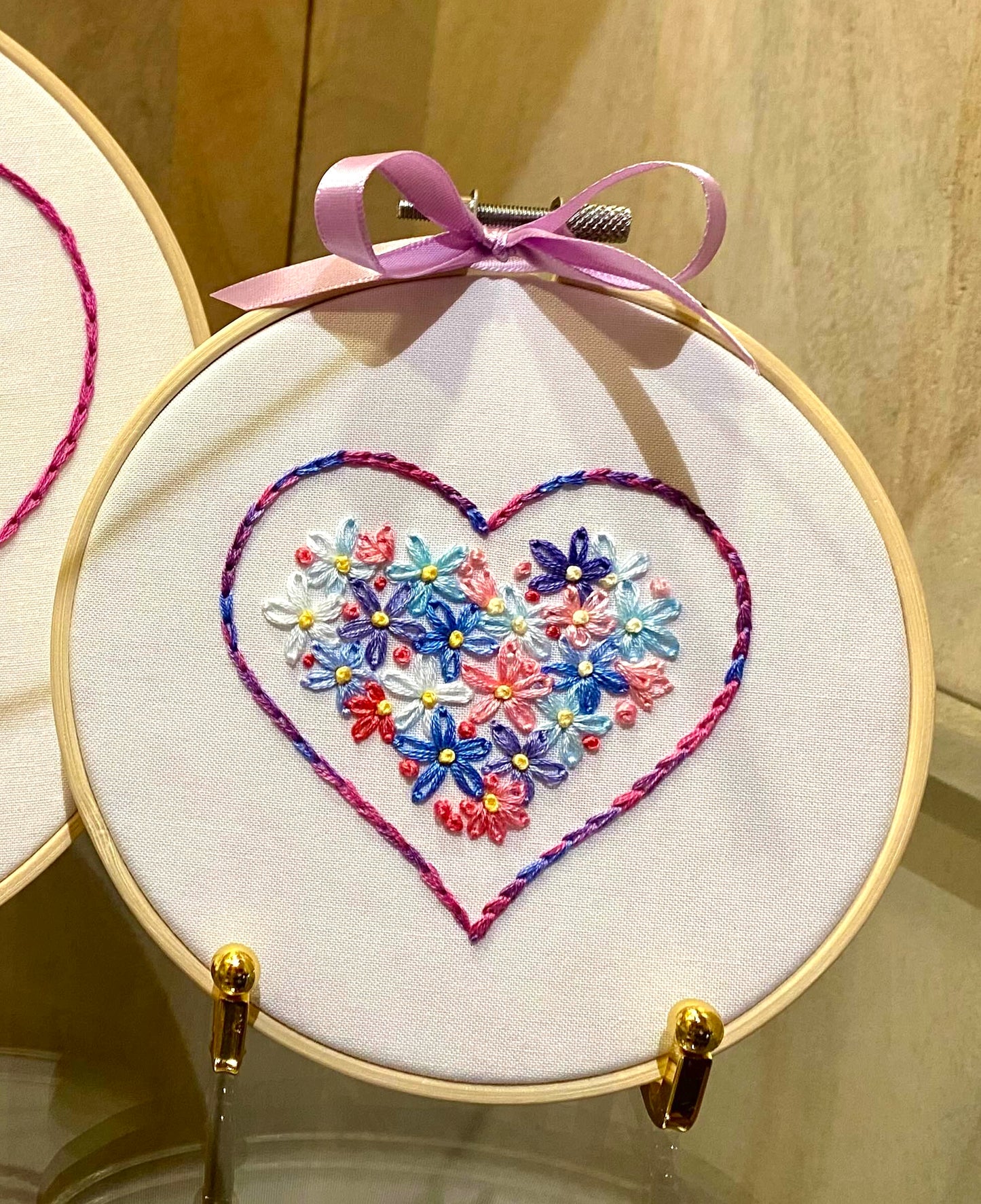 🌸 Forget-Me-Nots Floral Heart 💙💜 Embroidery Project for Beginners