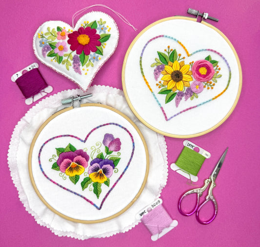 FLORAL VALENTINES 💖 3 Valentine's Day Hand Embroidery Patterns