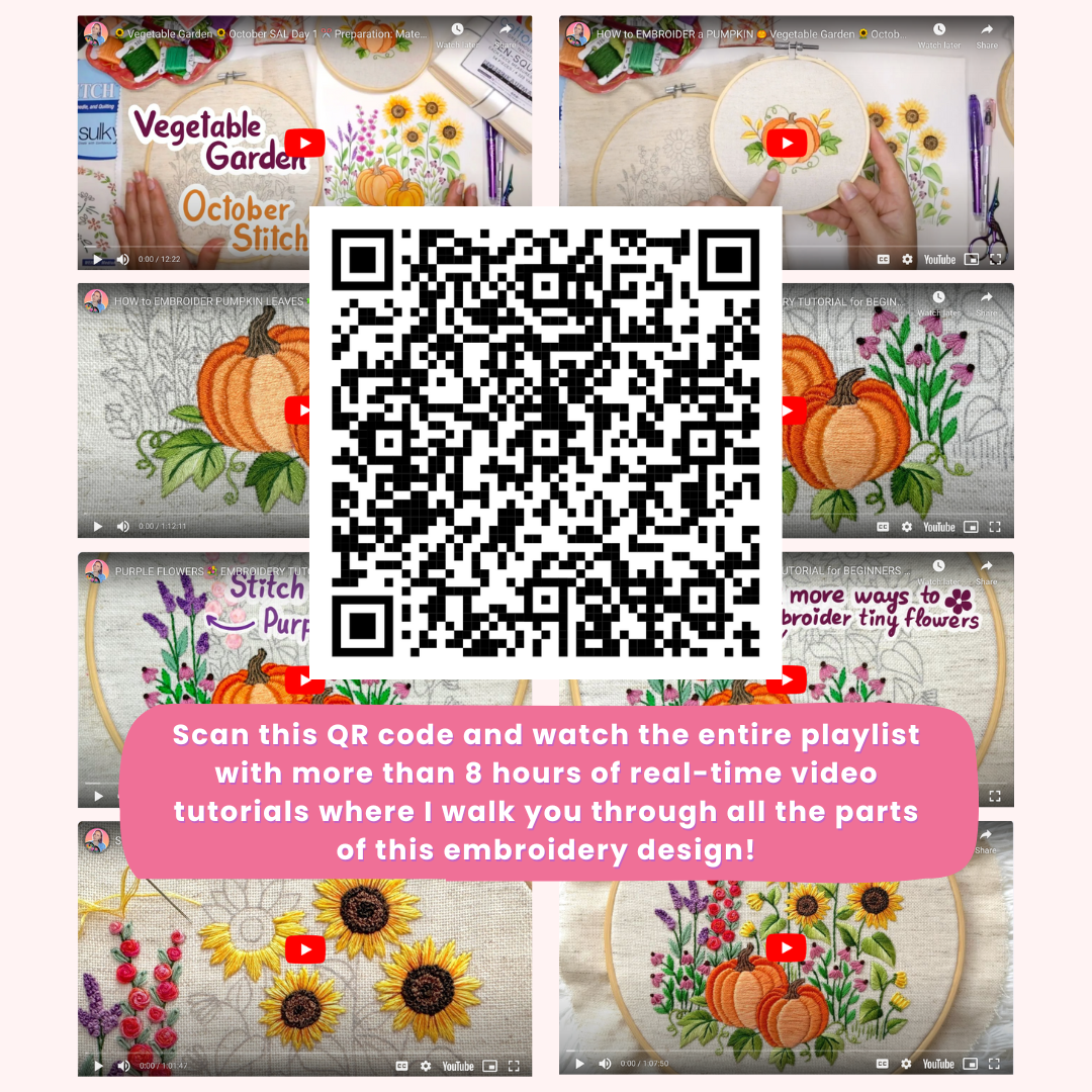 Vegetable Garden - Hand Embroidery Pattern + Video Course
