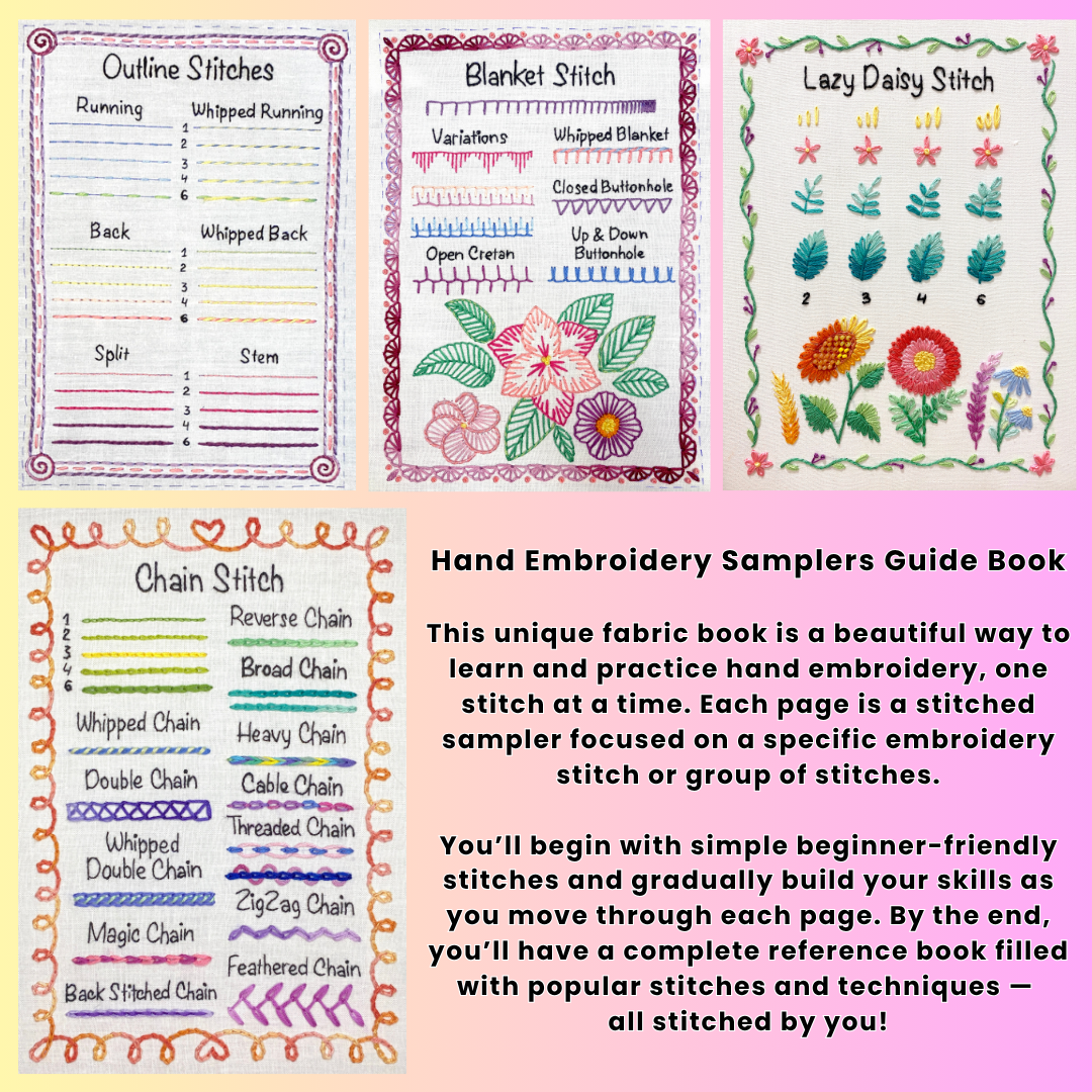 Hand Embroidery Stitch Samplers ✂️ 12 Designs for Beginners + Complete Video Course