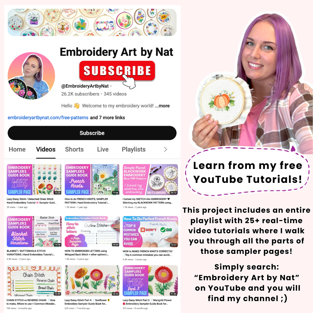 Hand Embroidery Stitch Samplers ✂️ 12 Designs for Beginners + Complete Video Course