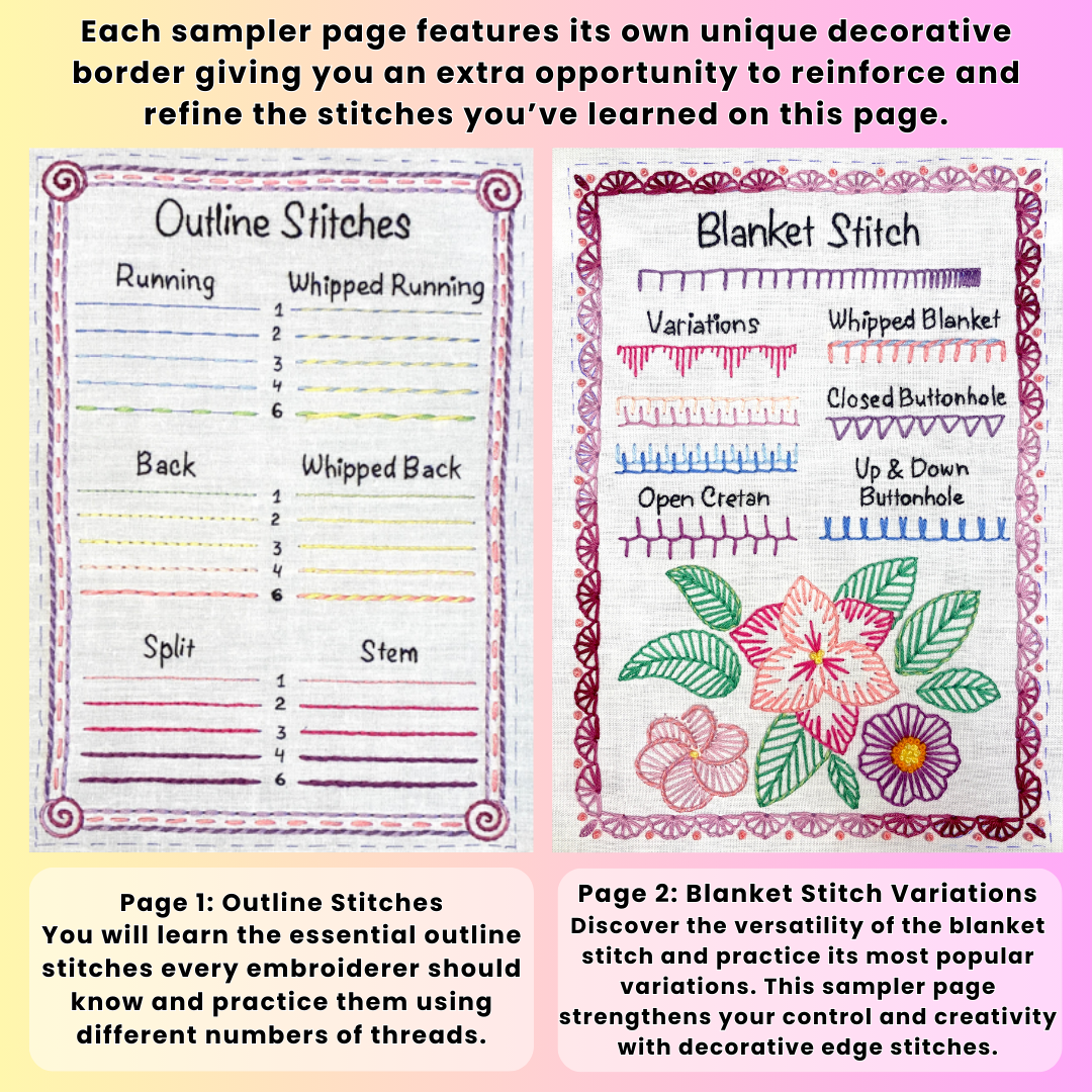 Hand Embroidery Stitch Samplers ✂️ 12 Designs for Beginners + Complete Video Course