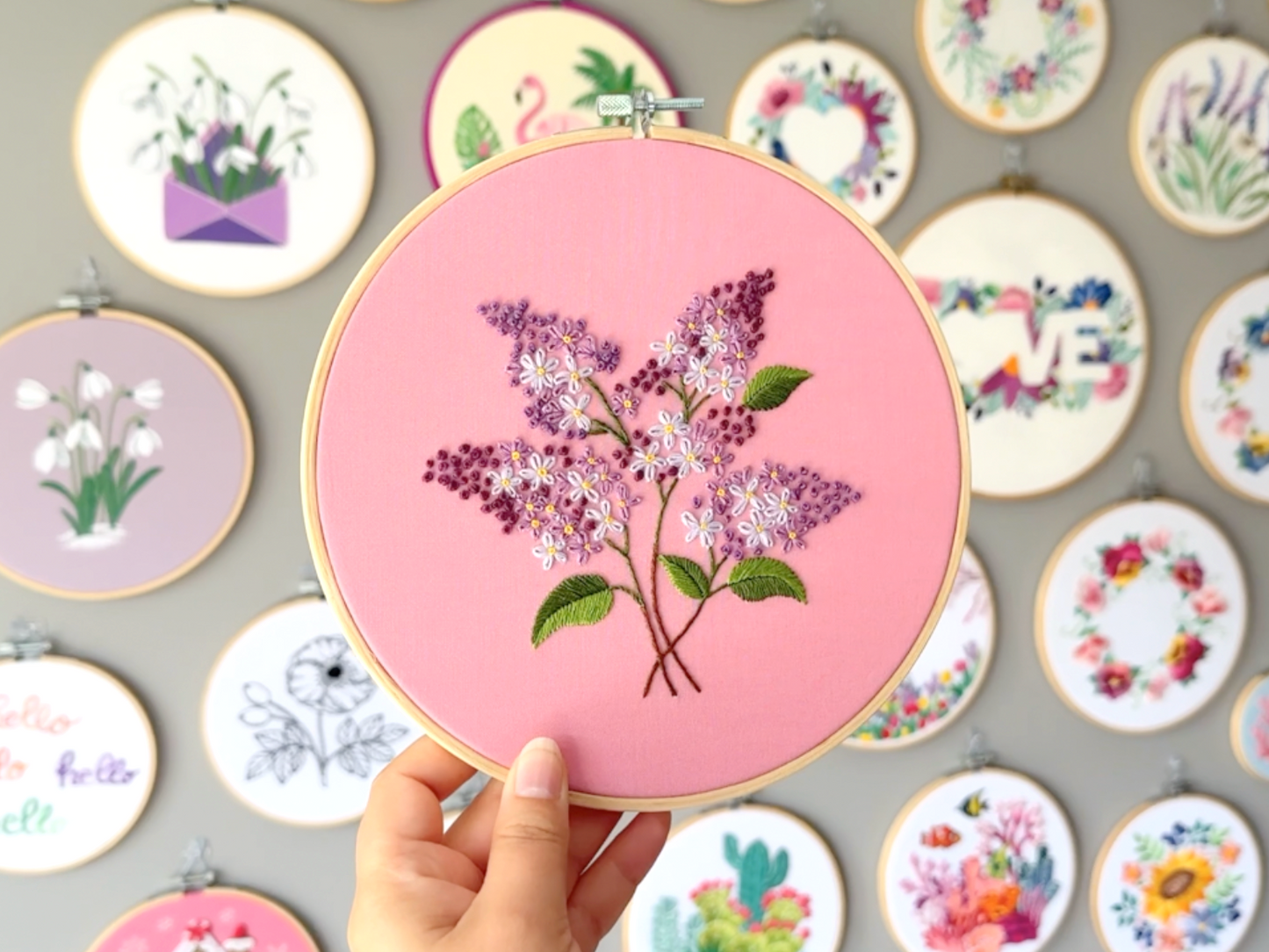Spring Lilacs Blossom Floral Hand Embroidery Pattern + Video Tutorials