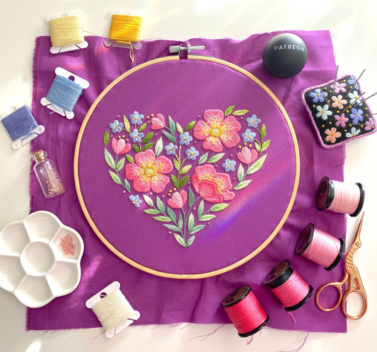 Purple Blooming Heart 💜 Valentine's Day Hand Embroidery Pattern