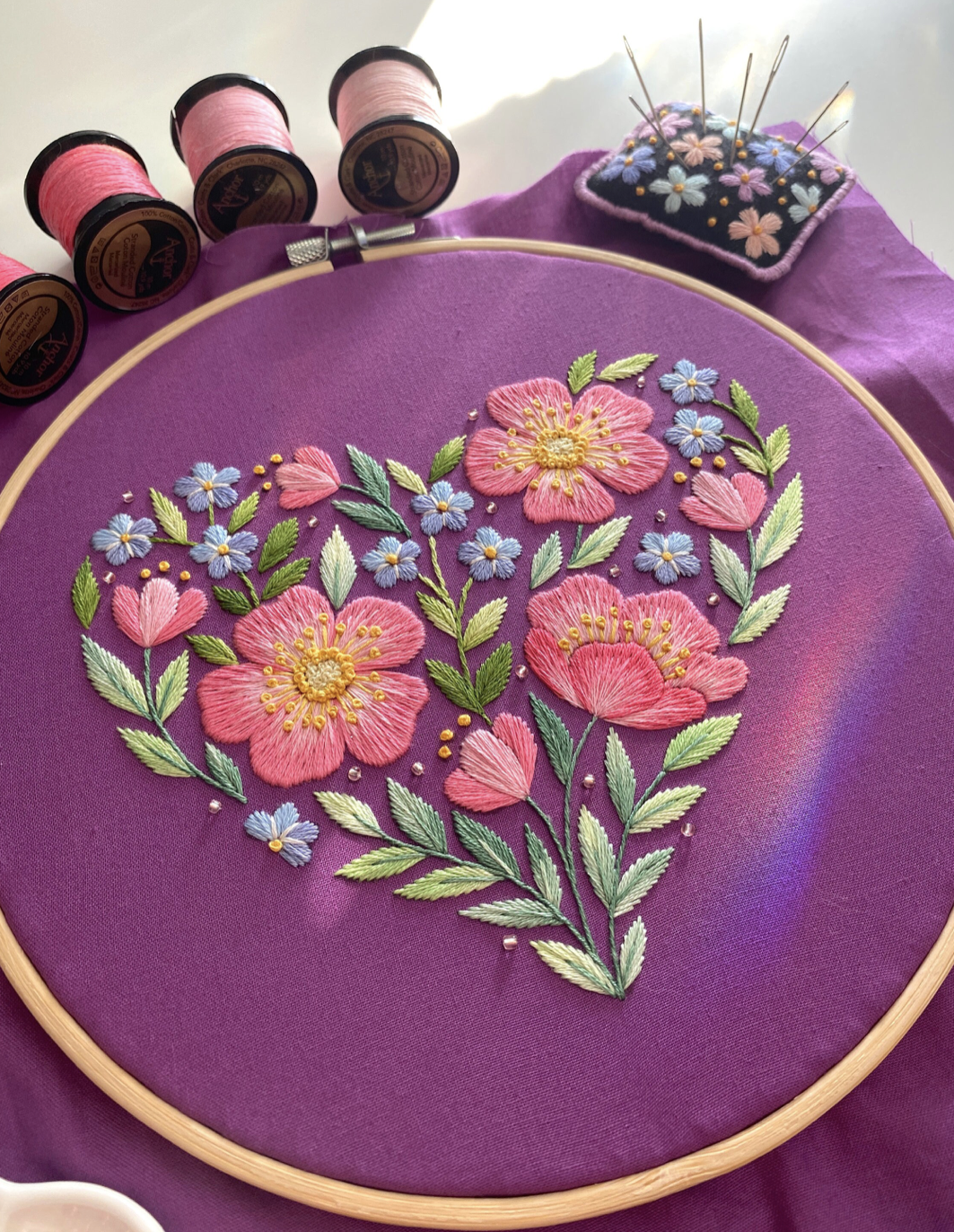 Purple Blooming Heart 💜 Valentine's Day Hand Embroidery Pattern