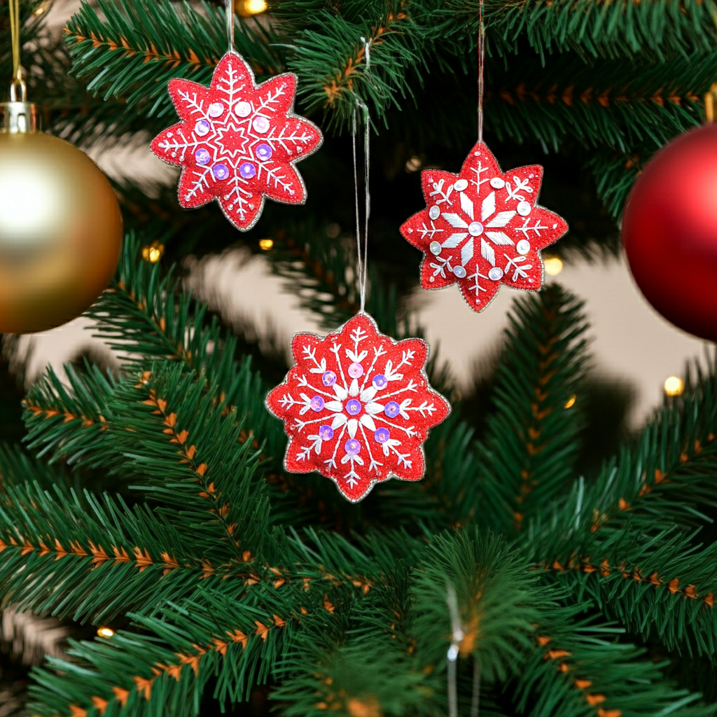 Set of 3 Snowflakes Christmas Ornaments ❄️  Hand Embroidery Pattern + Video Tutorials