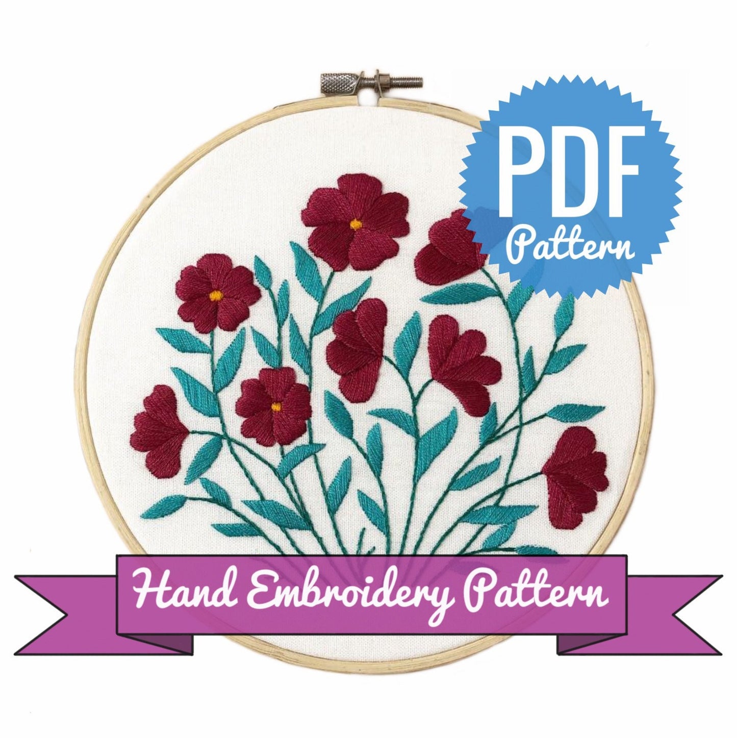 Red Peony - Hand Embroidery Pattern