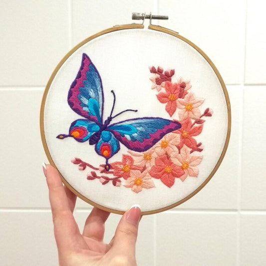 Butterfly and Sakura Hand Embroidery Pattern
