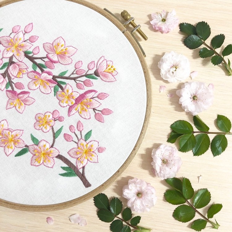 Cherry Blossom Hand Embroidery Pattern