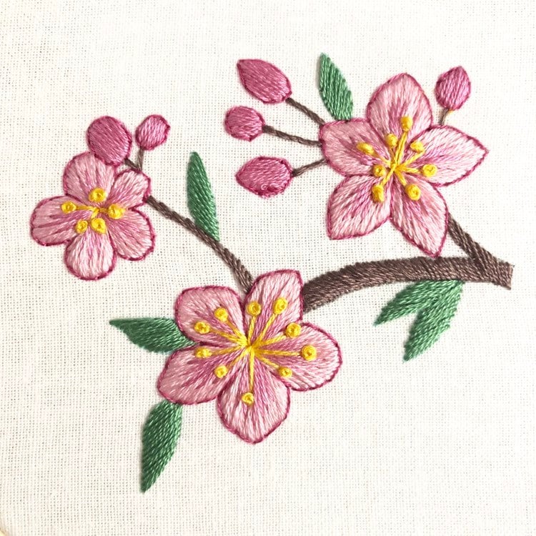 Cherry Blossom Small Version Hand Embroidery Pattern