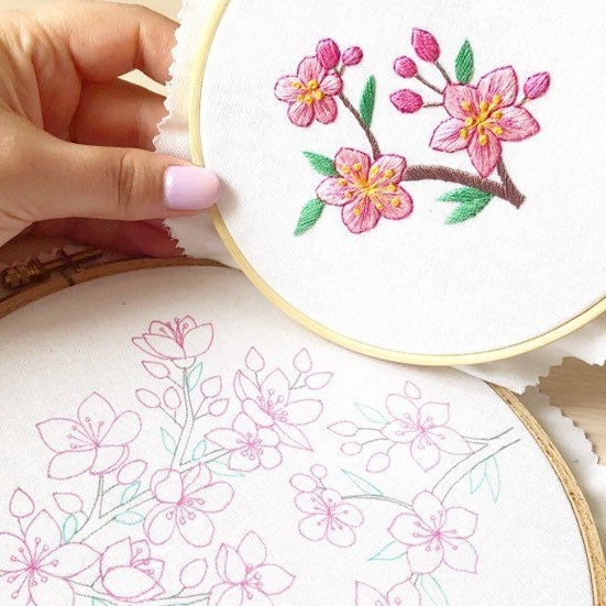 Cherry Blossom Small Version Hand Embroidery Pattern