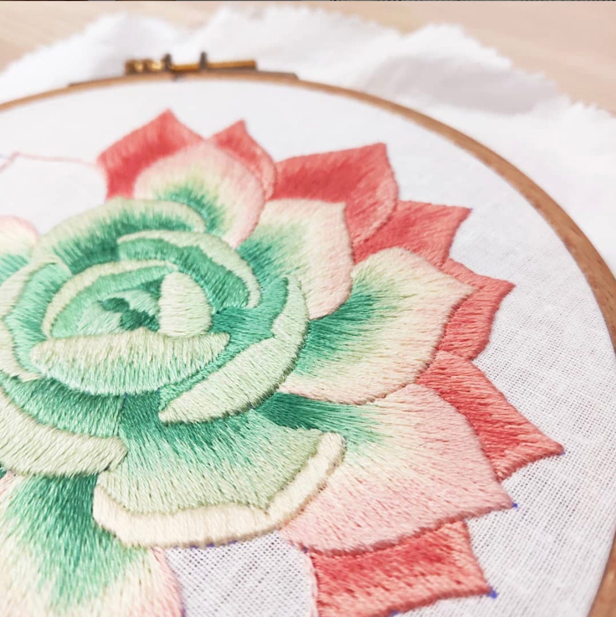 Succulent in Shades of Peach - Hand Embroidery Pattern