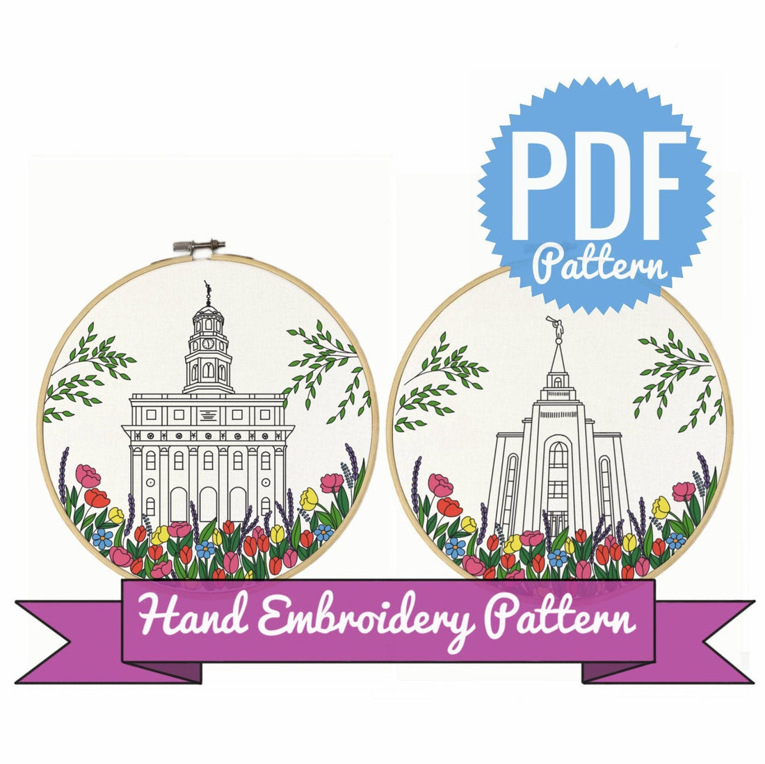 Mormon Temples - Hand Embroidery Pattern – Embroidery Art by Nat