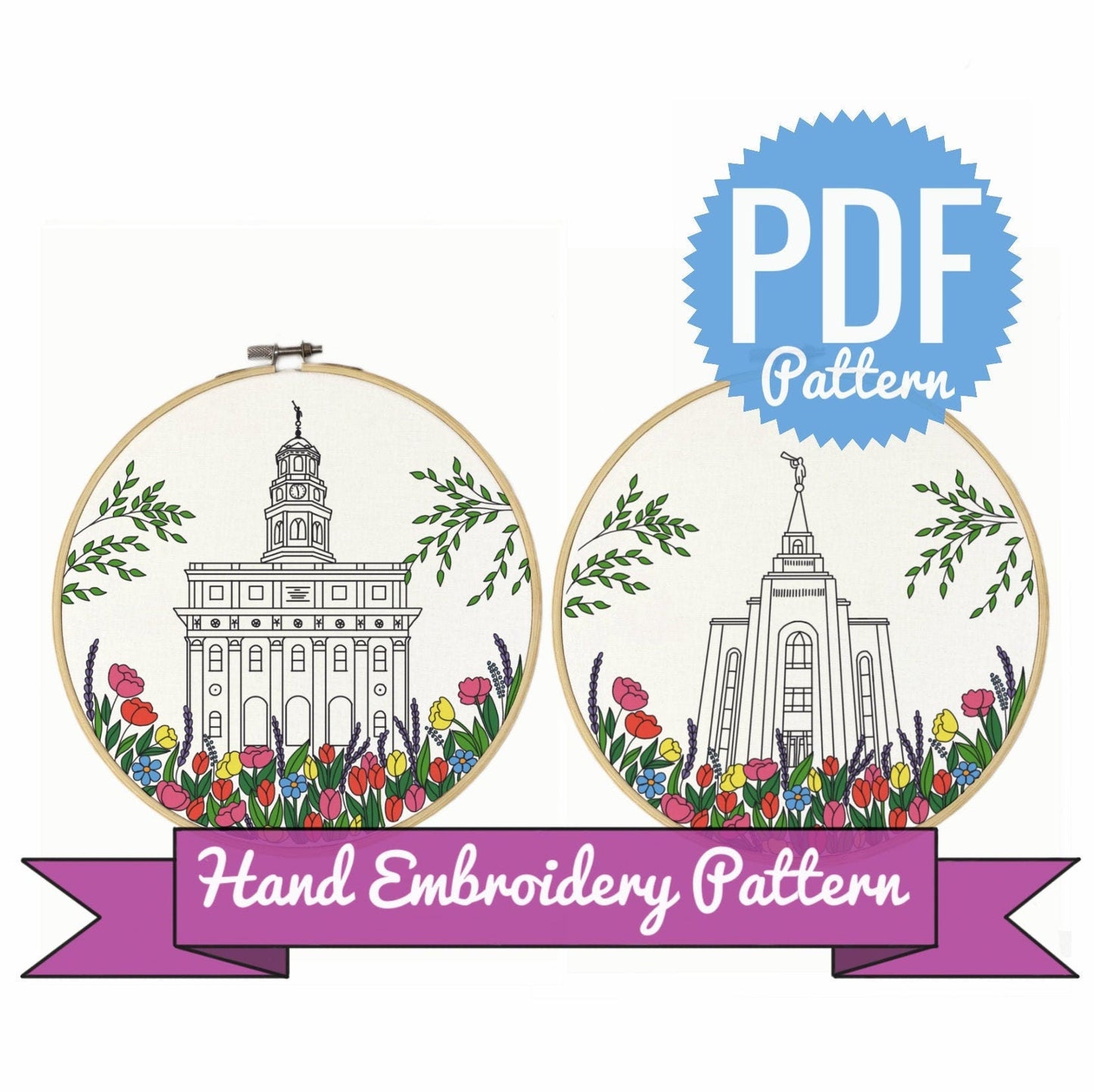 Mormon Temples - Hand Embroidery Pattern