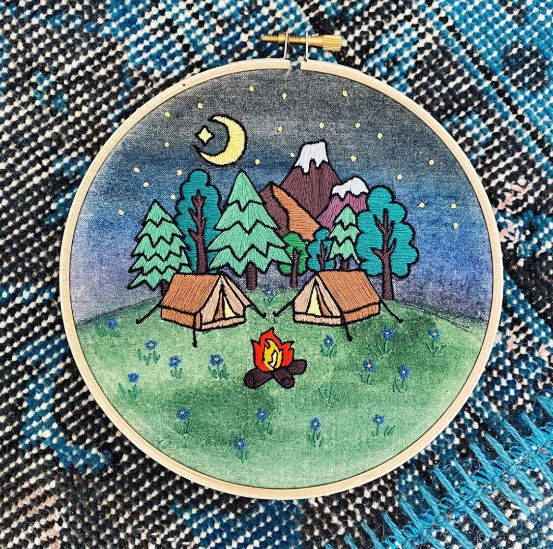 Night Camping Hand Embroidery Pattern