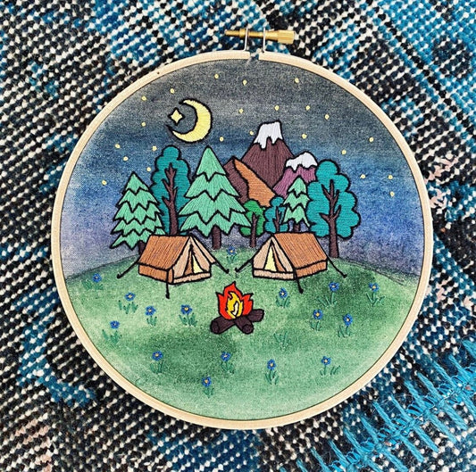 Night Camping Hand Embroidery Pattern
