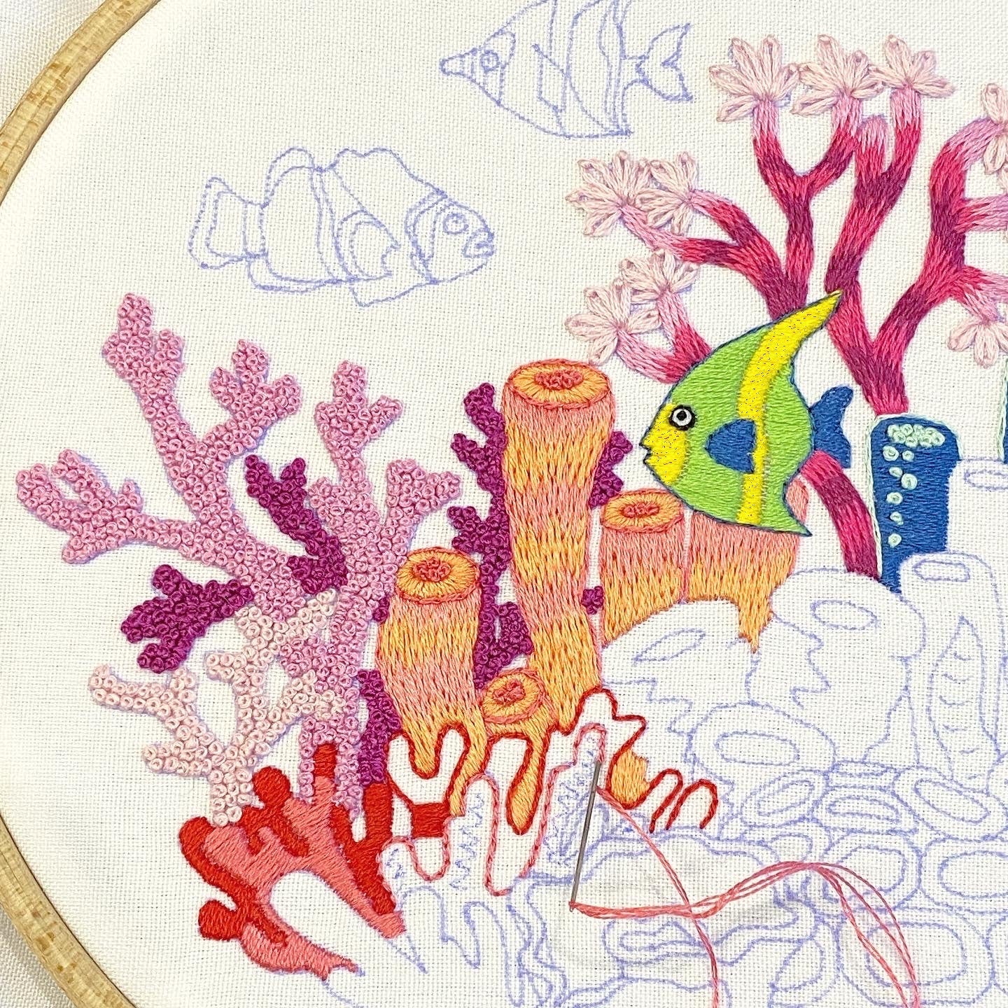 Corals and Sea Fishes Hand Embroidery Pattern + Complete Video Course