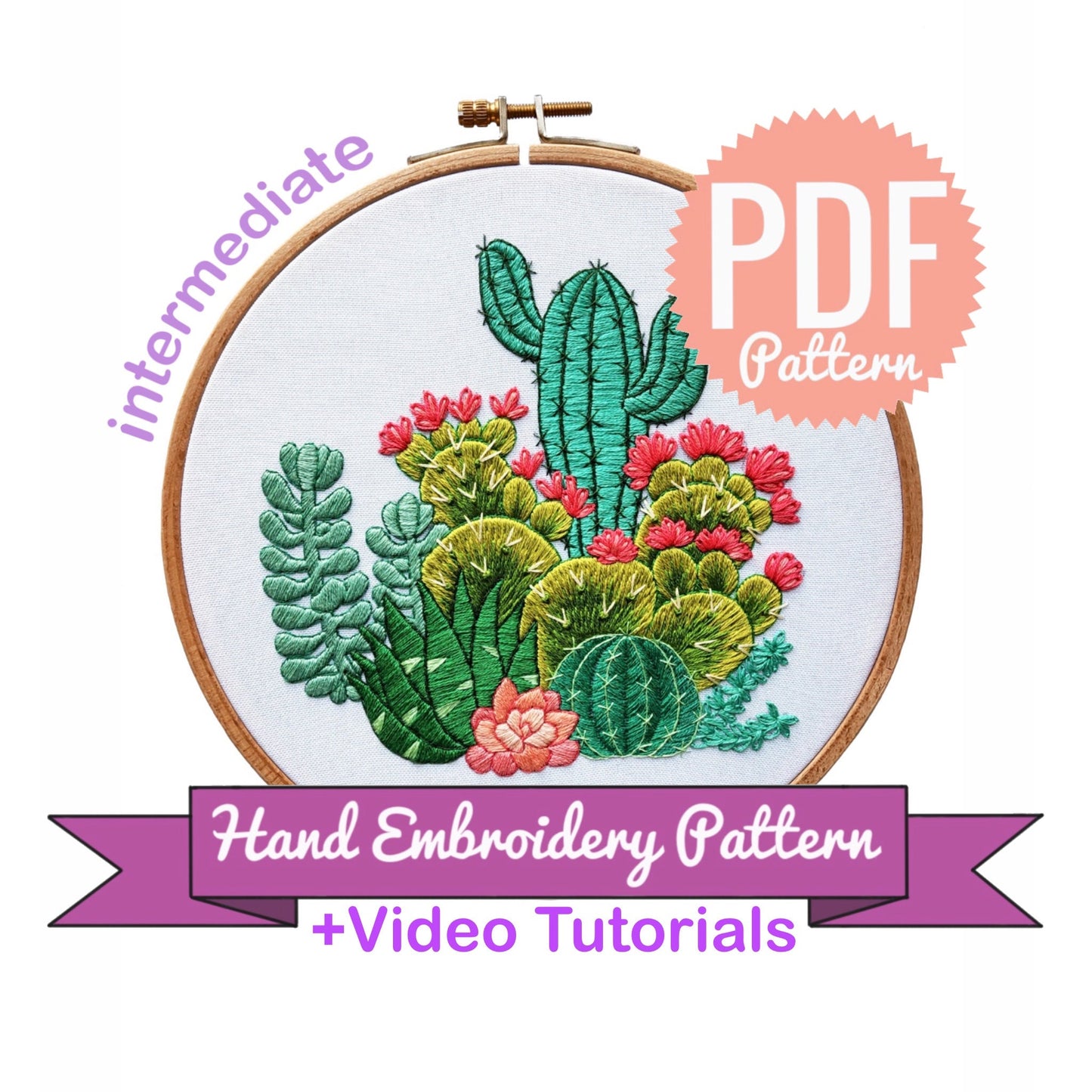 Cactuses and Succulents - Hand Embroidery Pattern
