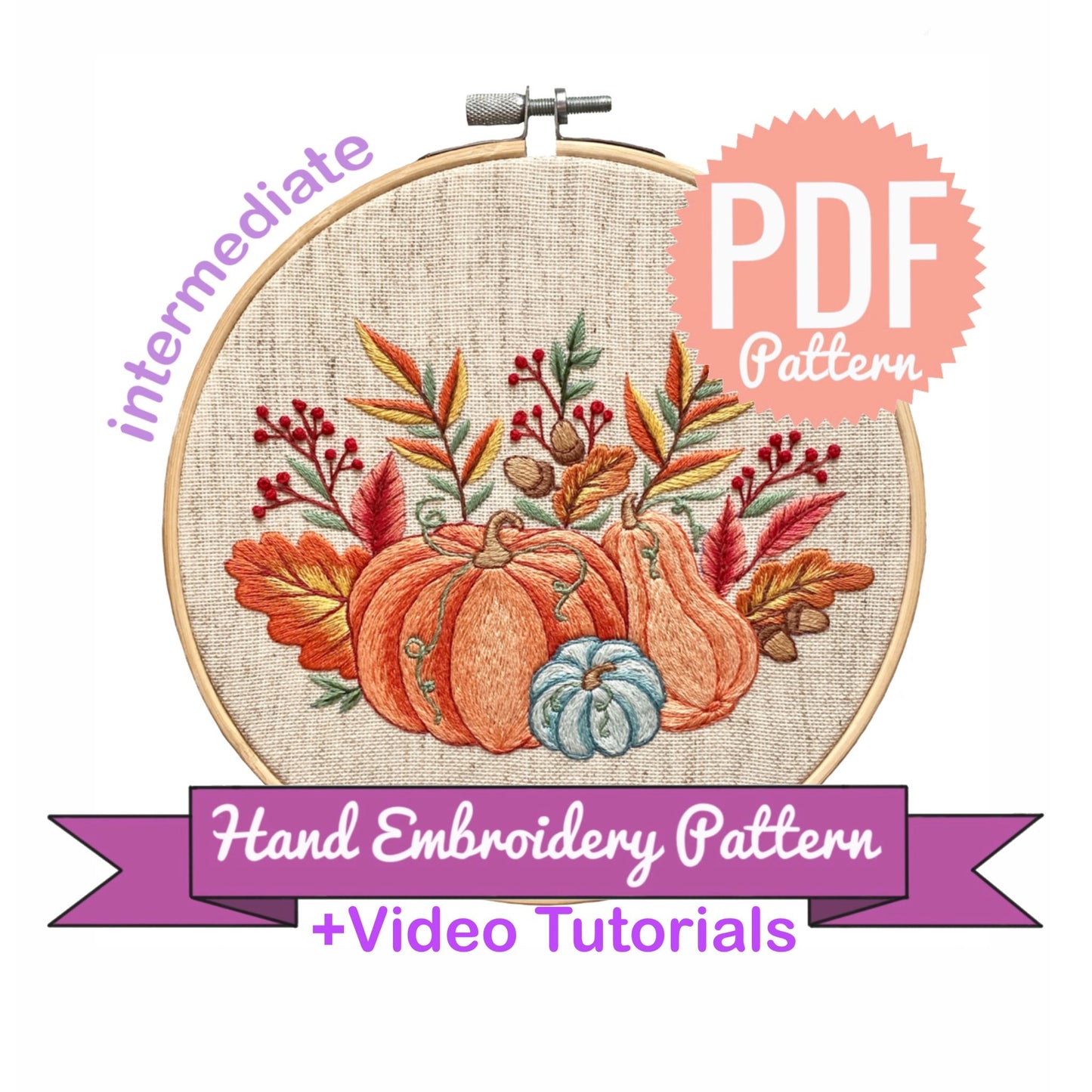 Autumn Pumpkins - Hand Embroidery Pattern