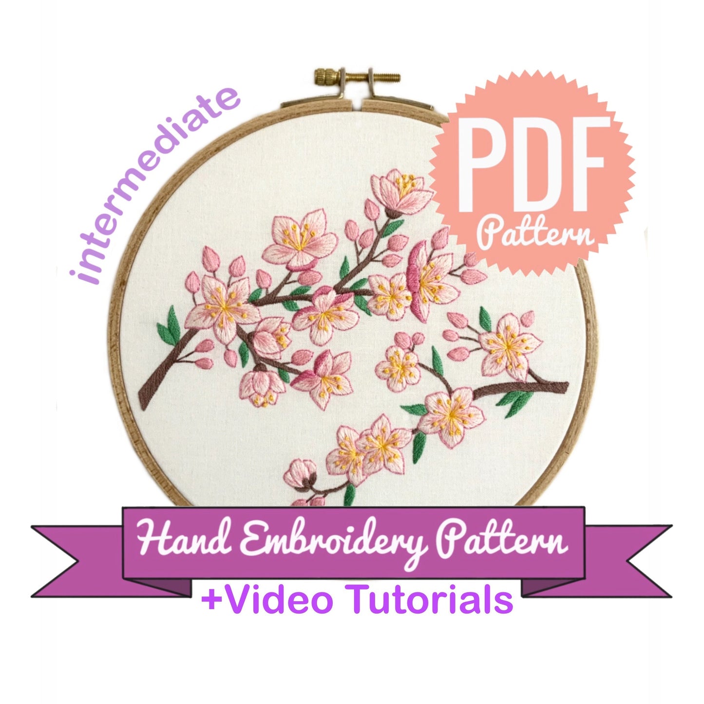 Cherry Blossom Hand Embroidery Pattern
