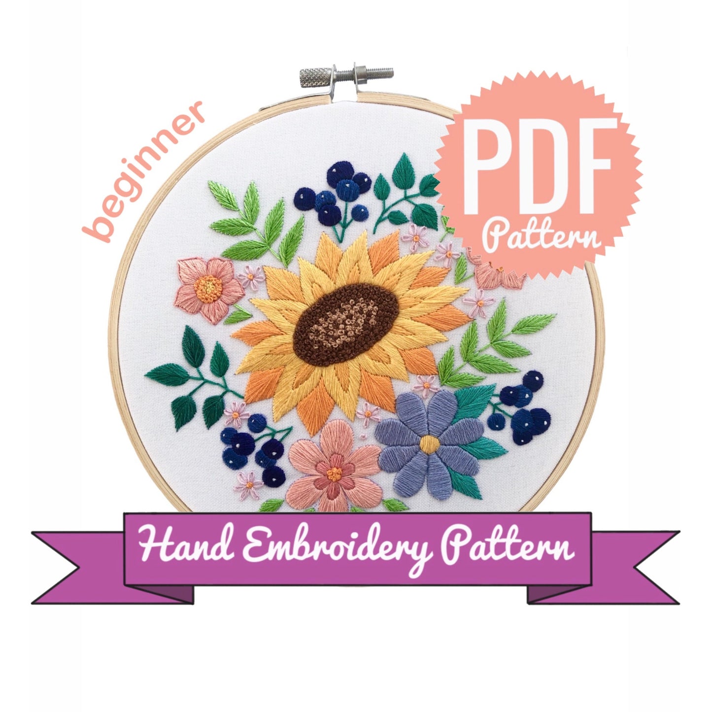 Sunflower Bouquet - Hand Embroidery Pattern