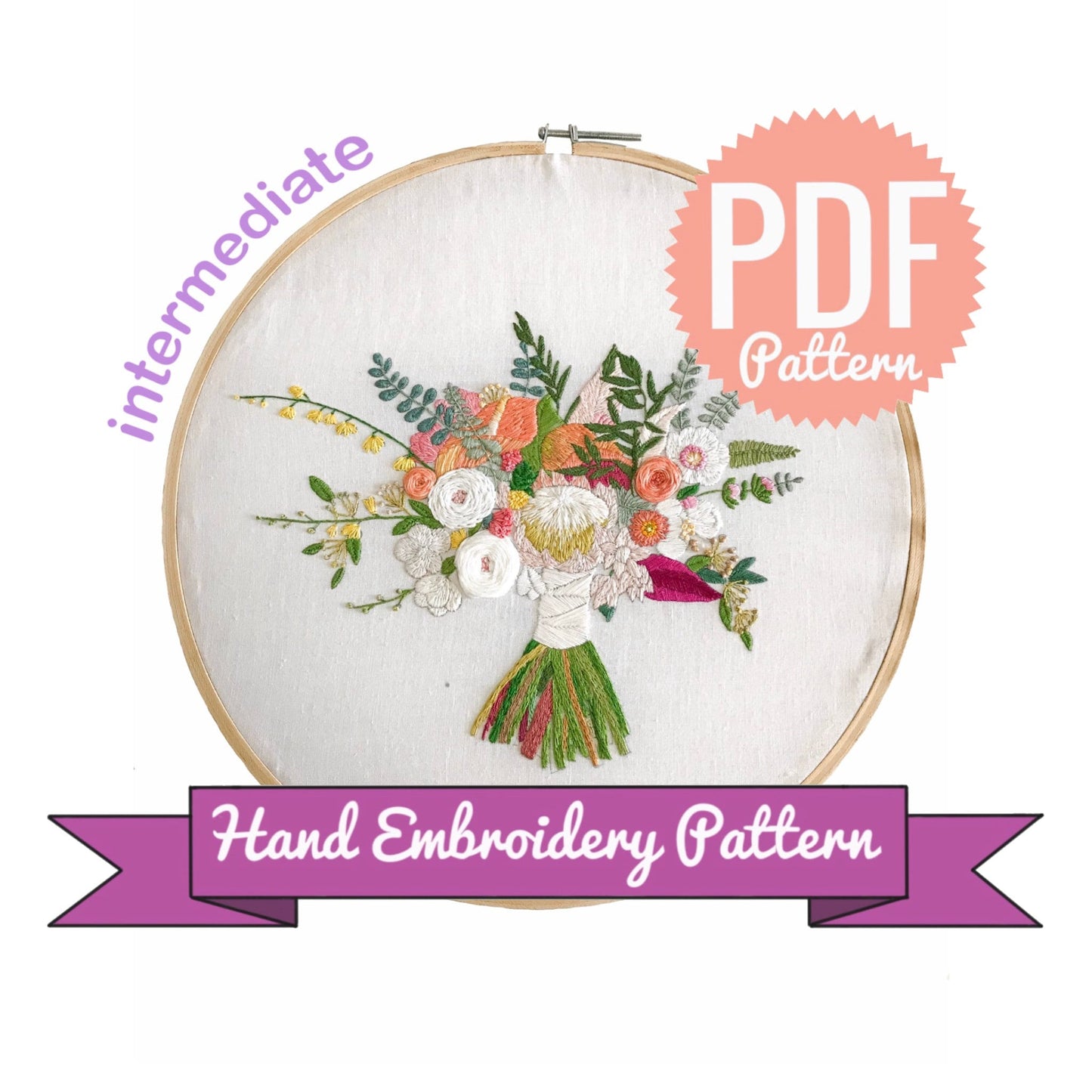 Wedding Bouquet  - Hand Embroidery Pattern