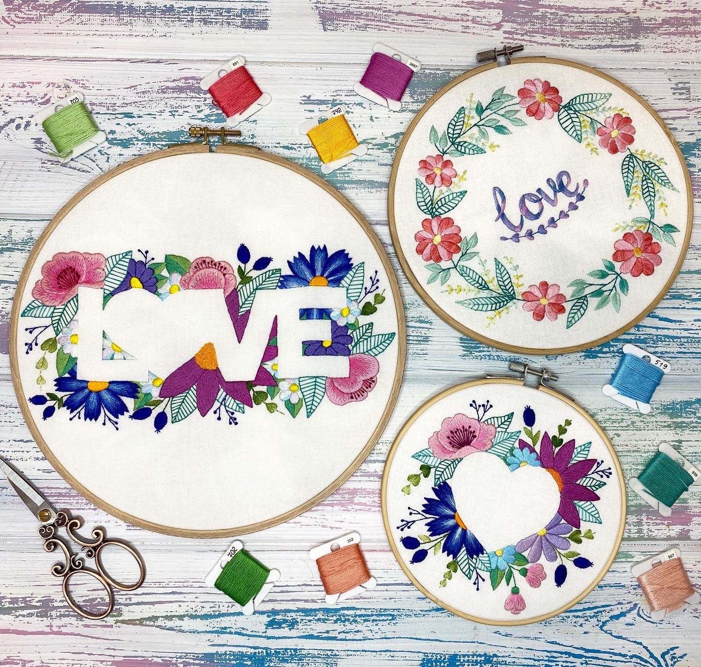 Valentines Day Bundle of 3 Hand Embroidery Patterns