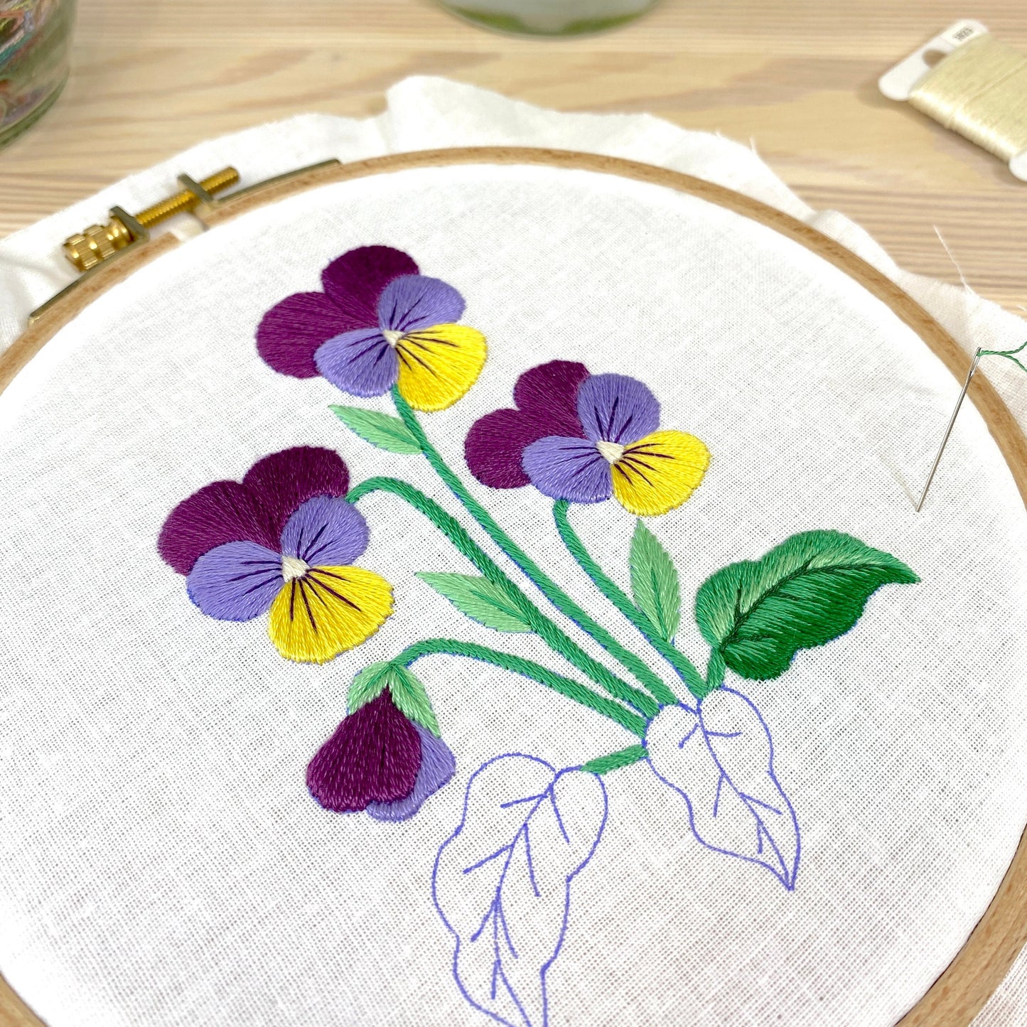 Wild Pansies - Hand Embroidery Pattern + Complete Video Course