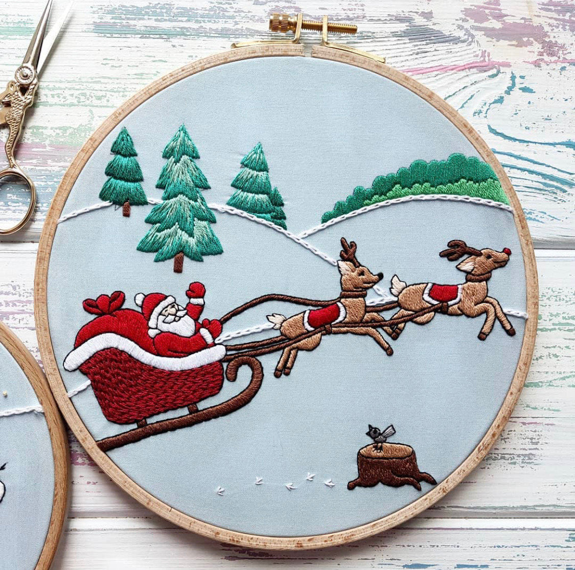 Christmas Bundle: Santa Claus & Red Truck with Christmas Tree | Hand Embroidery Patterns