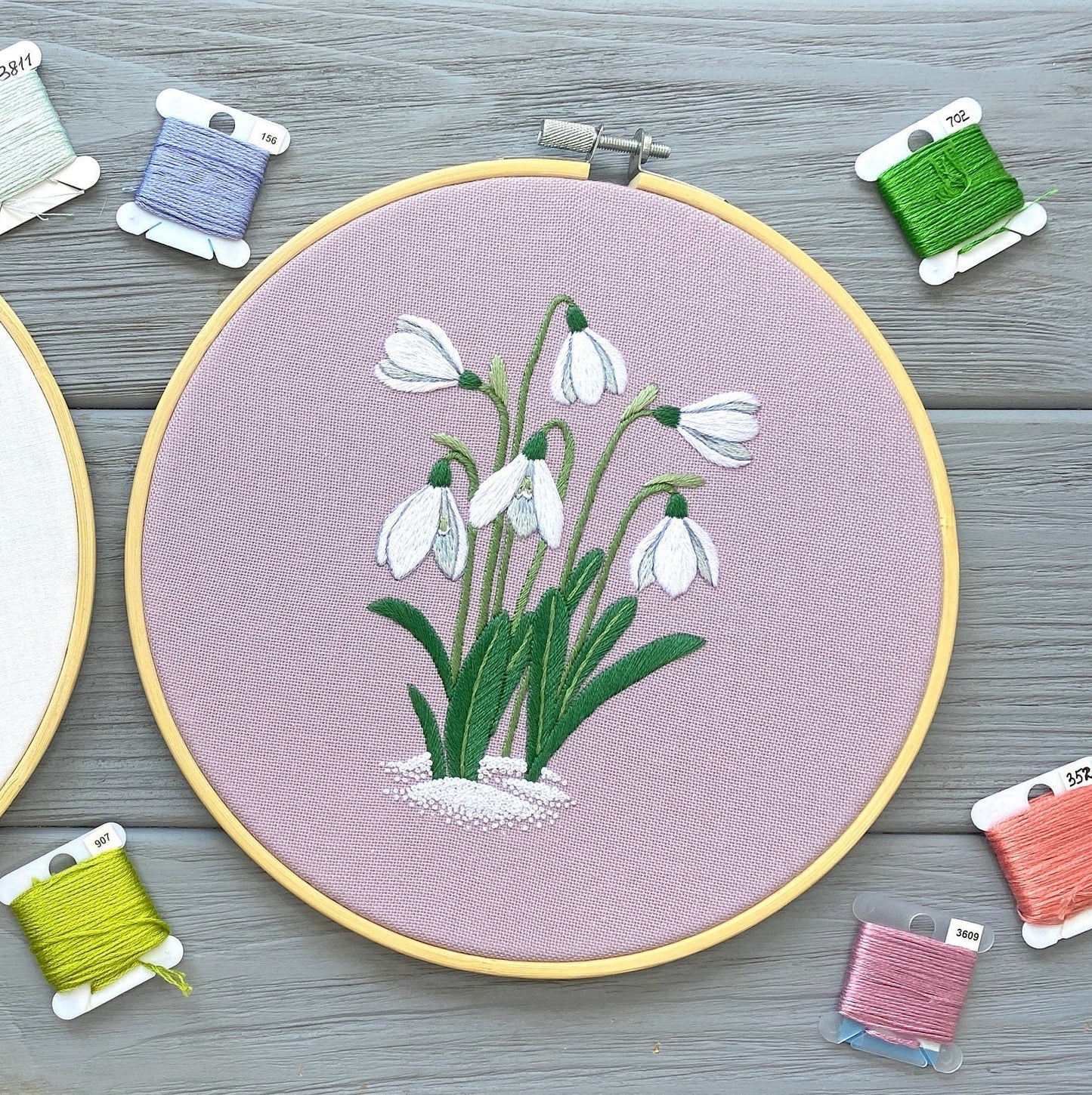Snowdrops in the Snow - Hand Embroidery Pattern + Complete Video Course