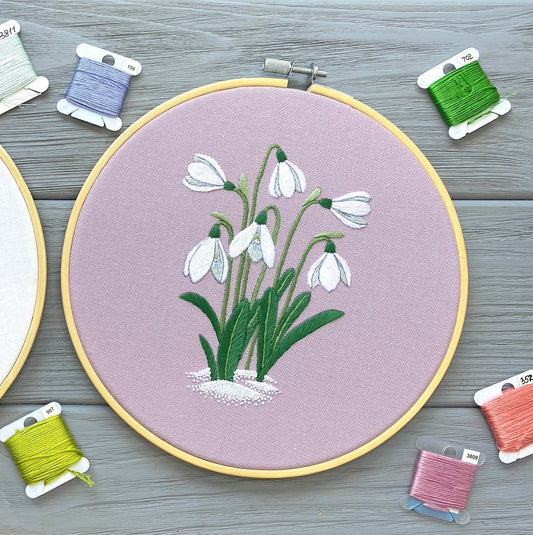 Snowdrops in the Snow - Hand Embroidery Pattern + Complete Video Course