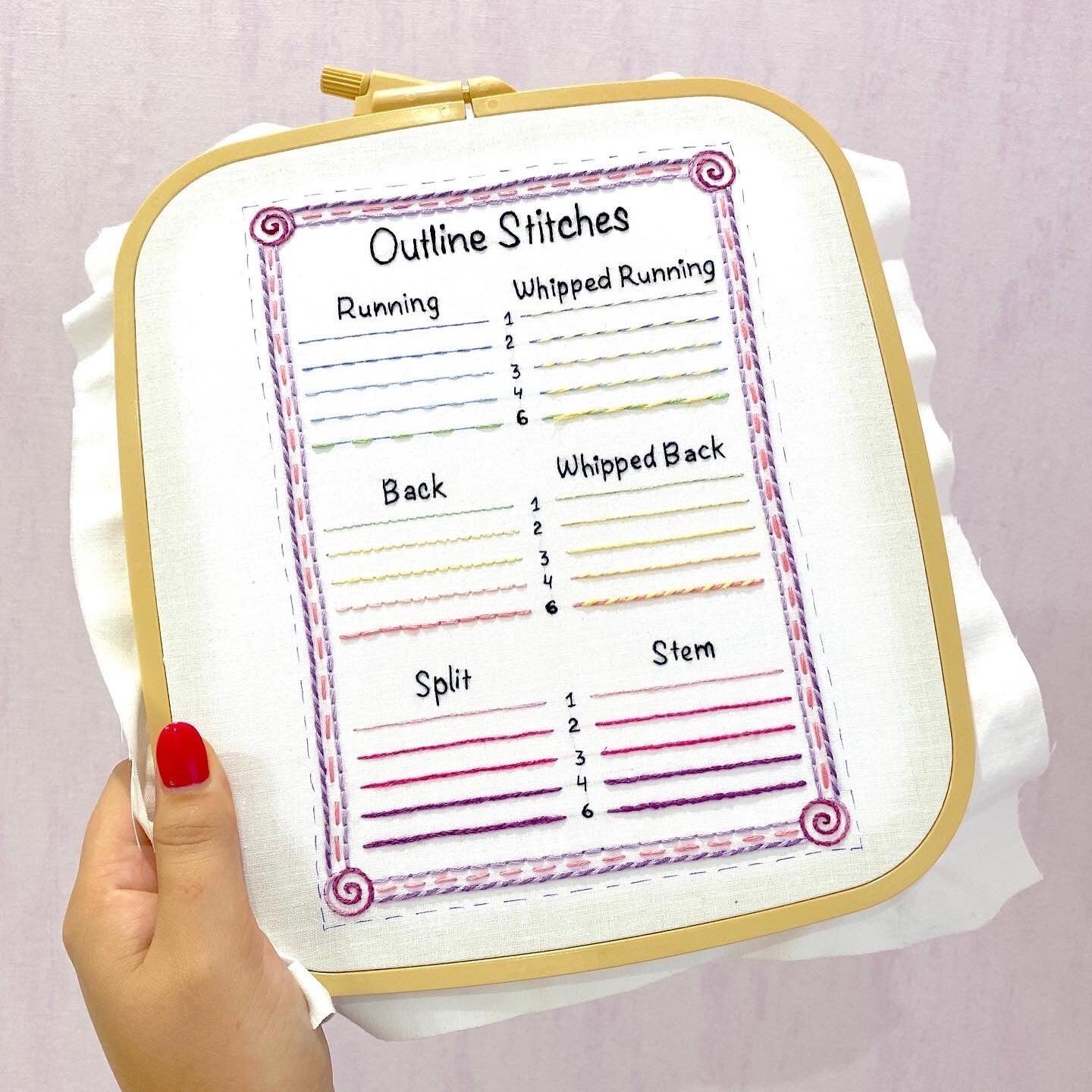 Outline Stitches Sampler for Beginners - Hand Embroidery PDF Pattern | Embroidery Samplers Guide Book