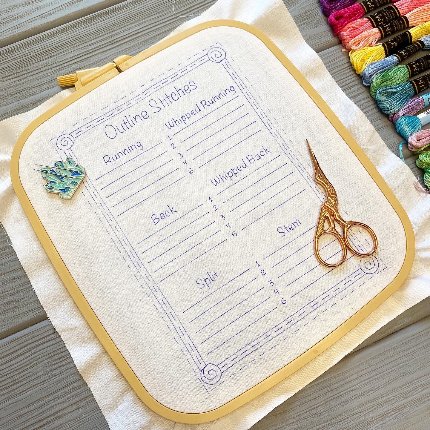 Outline Stitches Sampler for Beginners - Hand Embroidery PDF Pattern | Embroidery Samplers Guide Book