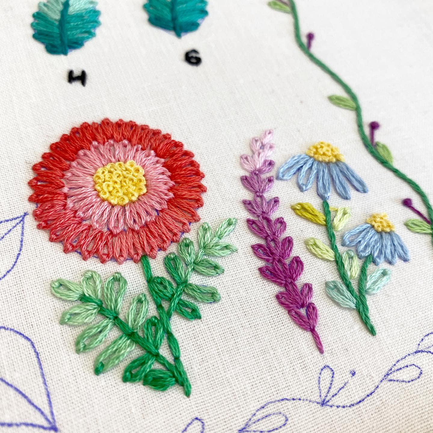 Lazy Daisy Stitch Sampler Page for Beginners - Hand Embroidery Pattern | Embroidery Samplers Guide