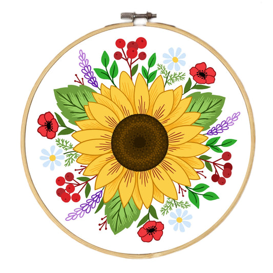 Sunflower and Summer Flowers - Hand Embroidery Pattern